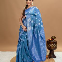 HELLA FASHIONS Floral Woven Design Zari Saree With Unstitched Blouse Piece-picture-24