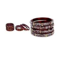 1ST TIME Set Of 12 Maroon Alloy Artificial Stones & Beads Antique Bangles-picture-37