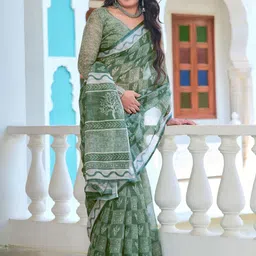 KALINI Linen Blend Khadi Saree-image-23