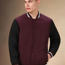 Dennis Lingo Men Floral Colourblocked Bomber with Embroidered Jacket-image-80