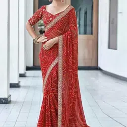 DURGA EMPORIO Bandhani Pure Georgette Designer Bandhani Saree-image-63
