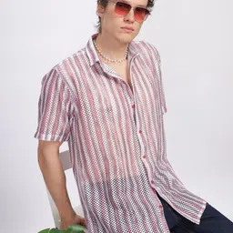 Mast & Harbour Men Classic Fit Textured Spread Collar Casual Shirt-image-42