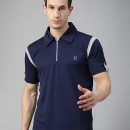 HRX by Hrithik Roshan Men Polo Neck Regular Fit Gym Sports Zipper Tshirt-image-97