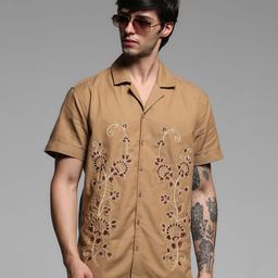 Jack & Jones Men Cuban Collar Textured Cotton Relaxed Fit Casual Shirt-picture-38