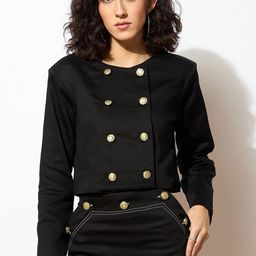 SASSAFRAS Comfort Fit Double Breasted Crop Blazer-image-57