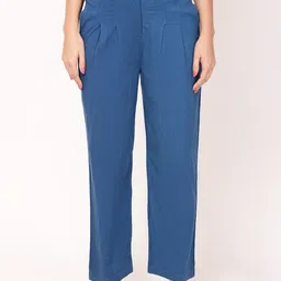 FUTURO Women Mid-Waist Relaxed Straight-Fit Pleated Trousers-image-54