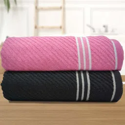 Aura Pink & Black 2 Cotton 400 GSM Bath Towel-16