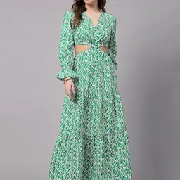 aayu Floral Printed With Cut-Outs Detail Maxi Dress-picture-38