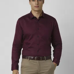 V Dot Men Slim Fit Spread Collar Solid Cotton Formal Shirt-image-93