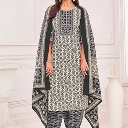 MOJILAA Women Printed Regular Sequinned Kurta with Trousers & With Dupatta image 3