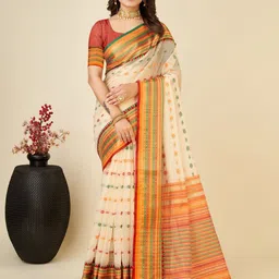 Rangtulika Ethnics Floral Zari Silk Blend Saree-image-23