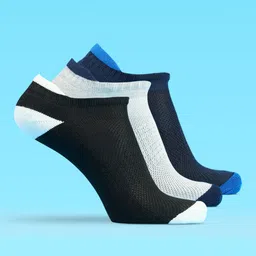 LUX MOZZE Men Pack Of 3 Assorted Cotton Ultra Soft Stretchable Shoe Liner-Length Socks-18