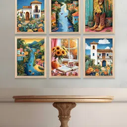 Kotart Brown & Blue 6 and more Piece Wood Abstract Wall Paintings-image-53