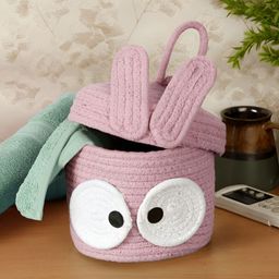 Myntra Elegant Homes Pink & White Foldable Reusable Multi-Utility Organiser With Lid-16