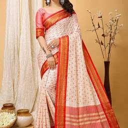 Anouk Rustic Ethnic Motifs Zari Sungudi Saree-image-22
