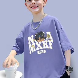 FOREVER FRIDAY Boys Graphic Printed Extended Sleeves Round Neck Cotton T-Shirt-image-4