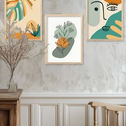Kotart Brown & Green 3 Pieces Floral And Botanical Wooden Wall Arts-picture-36
