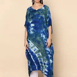 CORSICA Women Tie and Dye Dyed Crepe Kaftan Midi Dress-image-97