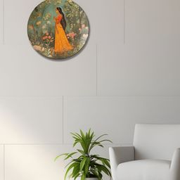 THE QUIRKY HOME Ethereal Grace Green & Yellow Printed Ceramic Wall Plate-image-71