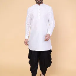 W & G Mandarin Collar Chanderi Silk Straight Kurta with Dhoti Pants-picture-16