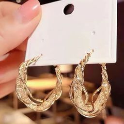 PolluxCraft Gold-Plated Contemporary Shaped Korean Hoop Earrings-image-74