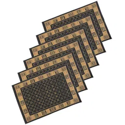 Kuber Industries 6-Pcs Grey & Beige Cross Tee Rectangular Anti-Skid Doormats-14