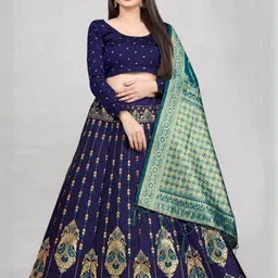 Mr Y Semi-Stitched Banarsi Silk Lehenga Lehenga & Unstitched Blouse With Dupatta-picture-32