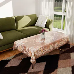 Kuber Industries Gold-Toned Floral Plastic 4-Seater Table Cover-20