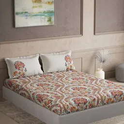 DDecor Primary Ethnic Motifs 144 TC Cotton King Bedsheet with 2 Pillow Covers-image-40