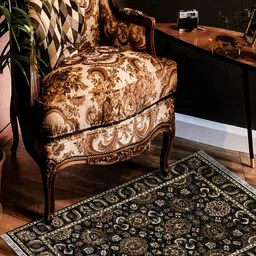 saraswatii global Luxor Classic Black & Brown Printed Woollen Anti-Skid Carpet-picture-2