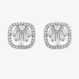 Kushal's Fashion Jewellery Classic Rhodium-Plated Zircon Studded Studs Earrings-picture-2