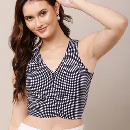 Moda Rapido Women Checked Cotton Blouson Crop Top-picture-15