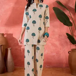 Sangria Printed Pure Cotton Tunic & Palazzo Co-Ord Set-picture-39