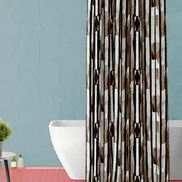 ArtzFolio Brown & White Printed Waterproof Shower Curtain-image-92