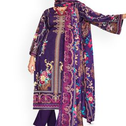 DRAVINAM Trends Floral Printed Thread Work Unstitched Dress Material-image-86