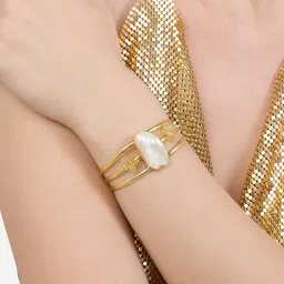 AMI Gold-Plated Pearls Beaded Cuff Bracelet-image-71