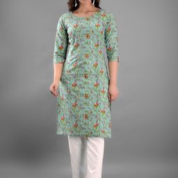 Kaheksa Floral Printed Cotton Maternity Straight Kurta-image-52