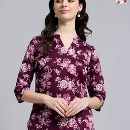 THE FAB FACTORY Pack of 2 Floral Printed Mandarin Collar Top-picture-0