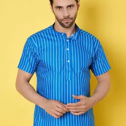 VS MALL Men Classic Striped Mandarin Collar Regular Fit Casual Shirt-image-33