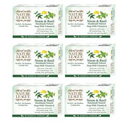 NATURE LEAGUE Set of 6 Neem & Basil Handmade Natural Soap with Vitamin E - 100 g each-9