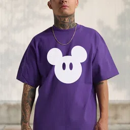 Cool Plus Mikki Men Mickey Mouse Graphic Printed Round Neck Cotton Oversized T-shirt-picture-2