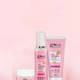 Globus naturals Set Of 3 Rice Ceramid Face Toner -100ml Cream-50g & Peel Off Mask-75g-10