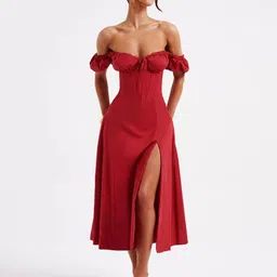 Tomber Amoureux Women Off-Shoulder Sheath Midi Dress-image-4