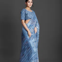 NIRMAL CREATION Abstract Printed Zari Saree image 4
