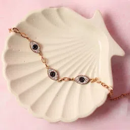 SALTY Set Of 3 Artificial Stones-Studded Evil Eye Wraparound Bracelet-4