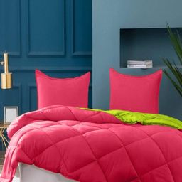 RF RELAXFEEL Pink & Green Checked Heavy Winter 210 GSM Double Bed Comforter-image-88