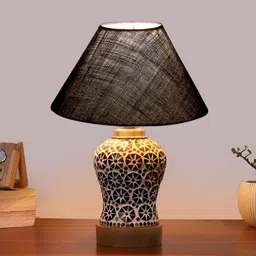 Aura Conical Blue & White Printed Glass Frustum Shaped Table Lamp-image-15