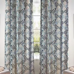 Kanodia Poly Fab Grey & Black Set of 2 Ethnic Motifs Room Darkening Door Curtain-22