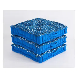 SKANDA FAB Set of 3 Blue Cotton Animal Print Floor Cushion-21
