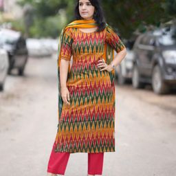 KALINI Women Ethnic Motifs Printed Regular Kurta with Trousers & With Dupatta image 3